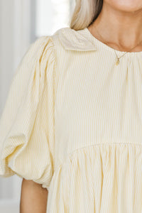 NURSING COLLECTION: Dreaming Of The Day Yellow Striped Babydoll Dress