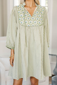 NURSING COLLECTION Give It A Moment Green Striped Dress