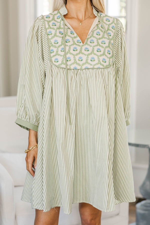 NURSING COLLECTION Give It A Moment Green Striped Dress