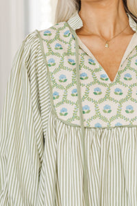 NURSING COLLECTION Give It A Moment Green Striped Dress