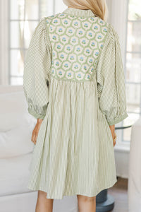 NURSING COLLECTION Give It A Moment Green Striped Dress