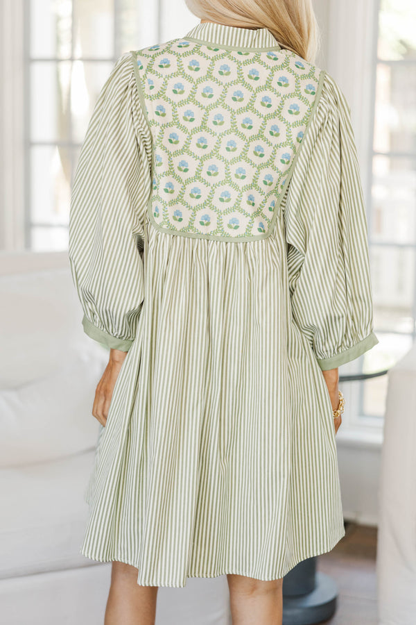 NURSING COLLECTION Give It A Moment Green Striped Dress