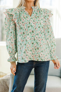 NURSING COLLECTION: In Your Thoughts Mint Floral Blouse