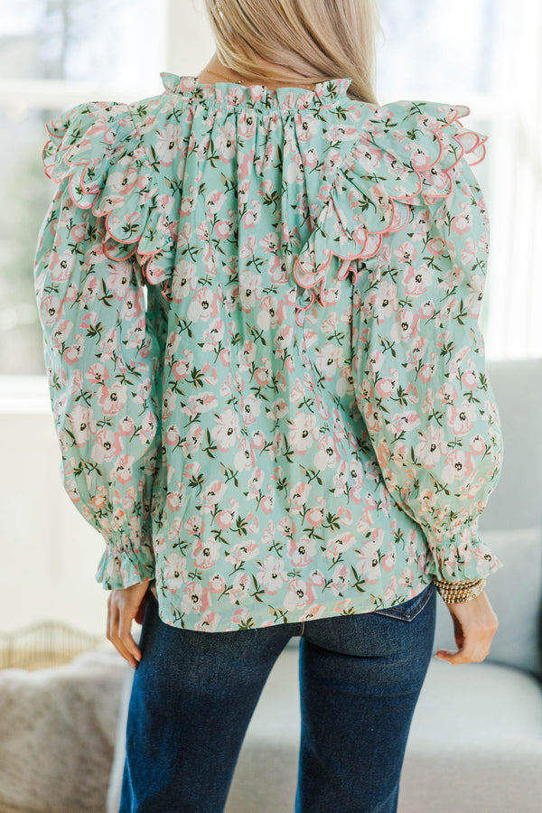 NURSING COLLECTION: In Your Thoughts Mint Floral Blouse