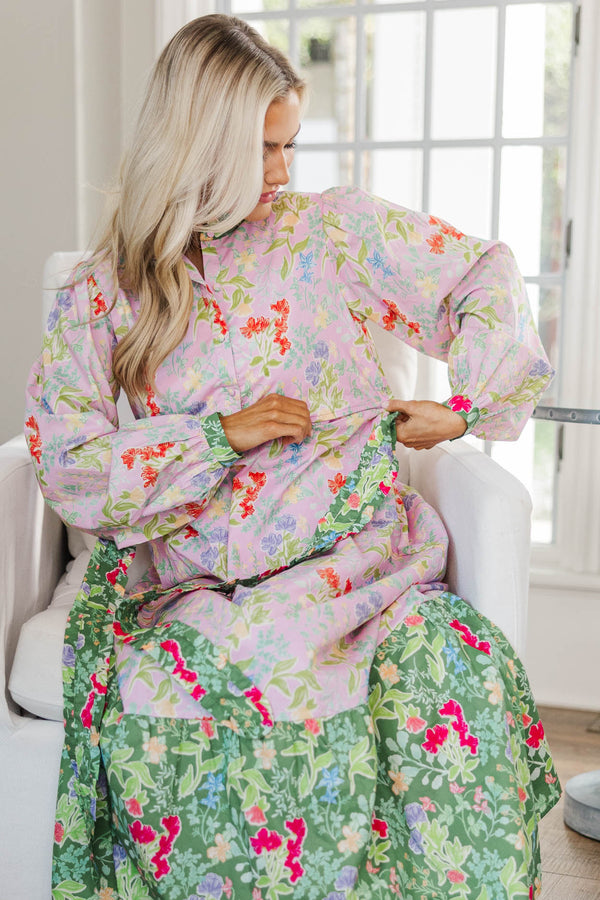 NURSING COLLECTION: Kind of Perfect Pink Floral Midi Dress