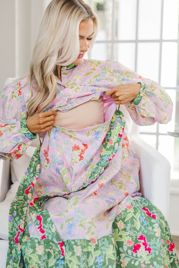 NURSING COLLECTION: Kind of Perfect Pink Floral Midi Dress
