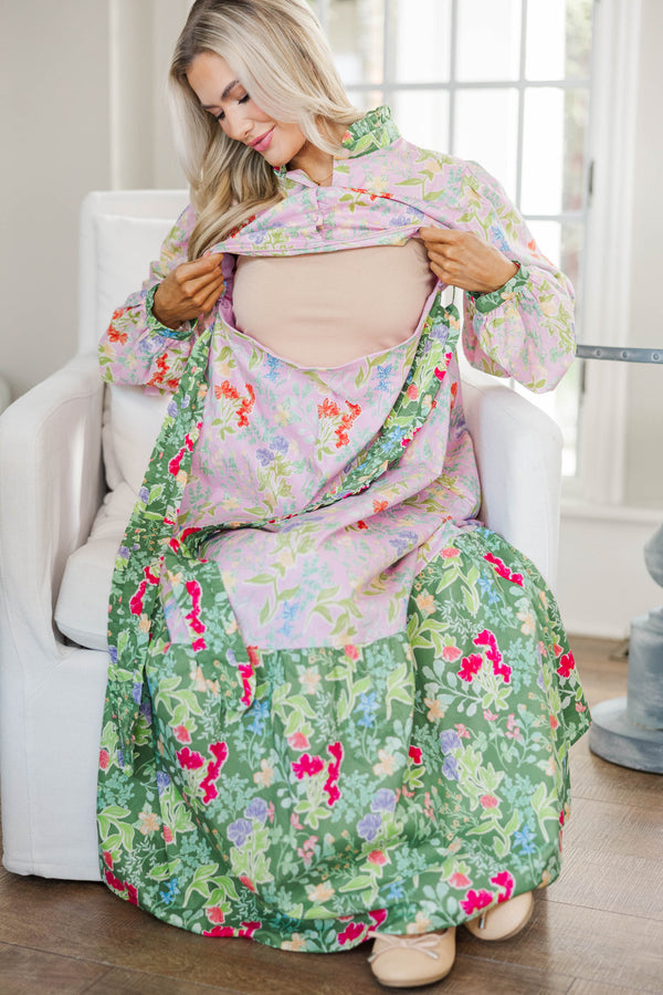 NURSING COLLECTION: Kind of Perfect Pink Floral Midi Dress