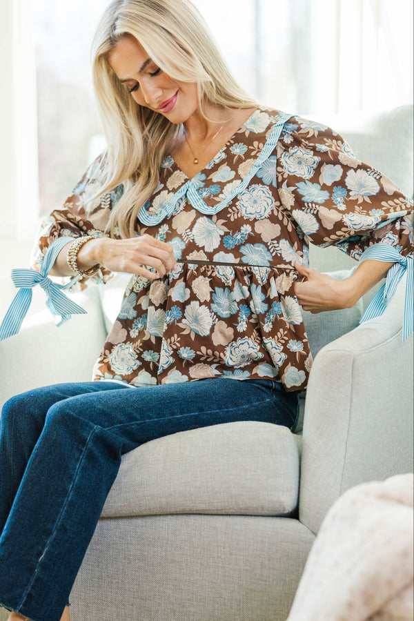 NURSING COLLECTION It's Your Time Blue Floral Blouse