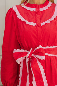 NURSING COLLECTION: Feel The Radiance Red Corduroy Midi Dress