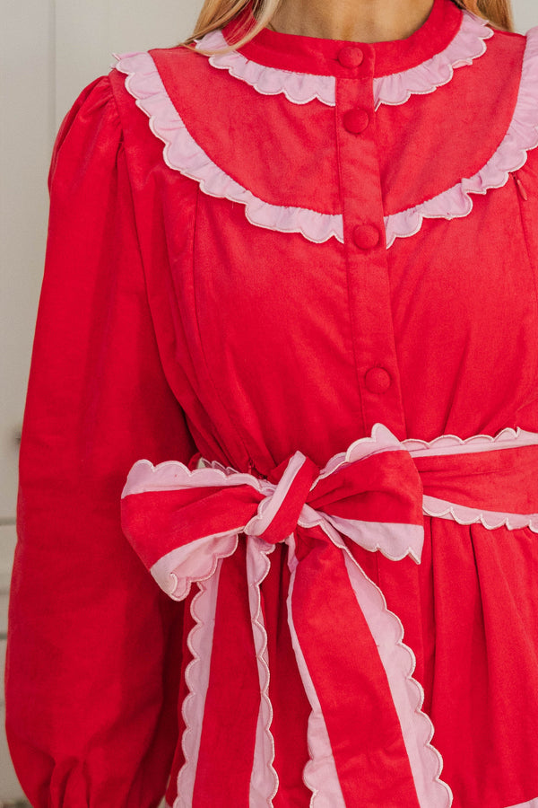 NURSING COLLECTION: Feel The Radiance Red Corduroy Midi Dress