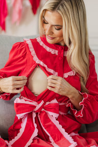 NURSING COLLECTION: Feel The Radiance Red Corduroy Midi Dress