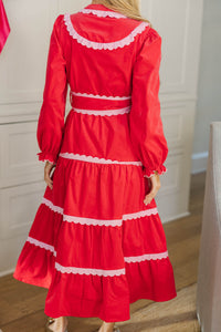 NURSING COLLECTION: Feel The Radiance Red Corduroy Midi Dress