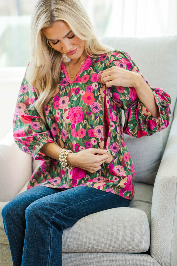 NURSING COLLECTION: Go With It Pink Floral Blouse