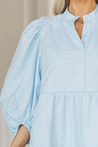NURSING COLLECTION: Daydream Darling Light Blue Textured Dress