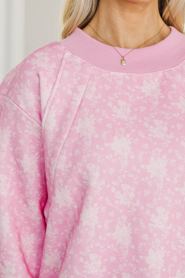 NURSING COLLECTION: Easy Morning Blush Pink Floral Mock Neck Sweatshirt