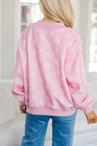 NURSING COLLECTION: Easy Morning Blush Pink Floral Mock Neck Sweatshirt