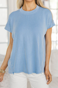 NURSING COLLECTION: Catch On Blue Ribbed Top