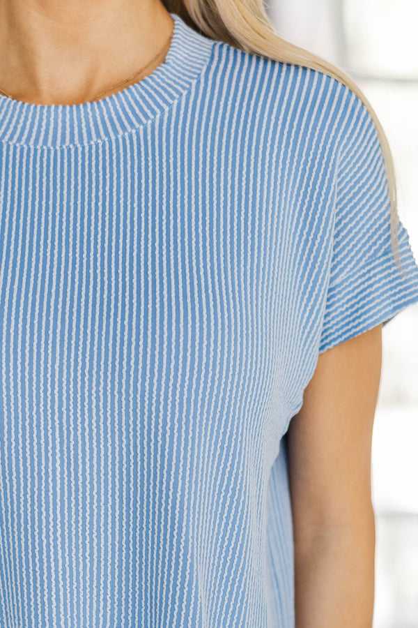 NURSING COLLECTION: Catch On Blue Ribbed Top