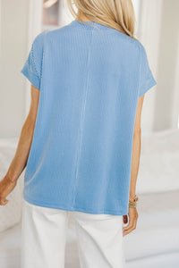NURSING COLLECTION: Catch On Blue Ribbed Top