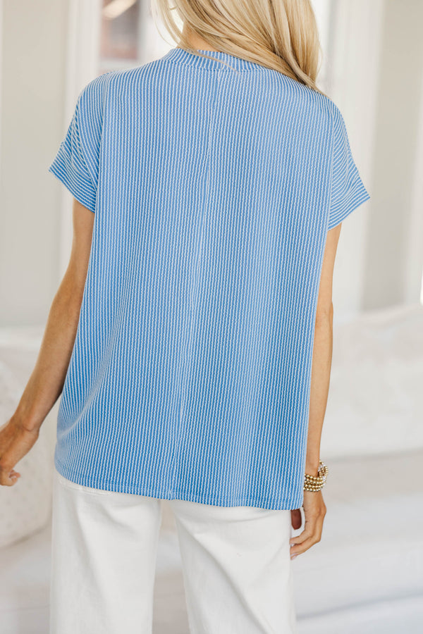 NURSING COLLECTION: Catch On Blue Ribbed Top