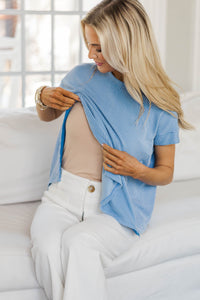 NURSING COLLECTION: Catch On Blue Ribbed Top