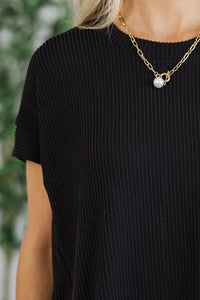NURSING COLLECTION: Catch On Black Ribbed Top
