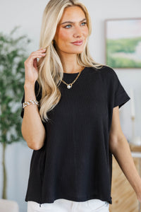 NURSING COLLECTION: Catch On Black Ribbed Top