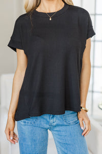 NURSING COLLECTION: Catch On Black Ribbed Top