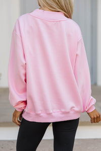 The Everyday Edit Pink Mock Neck Sweatshirt