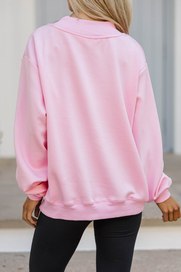 The Everyday Edit Pink Mock Neck Sweatshirt