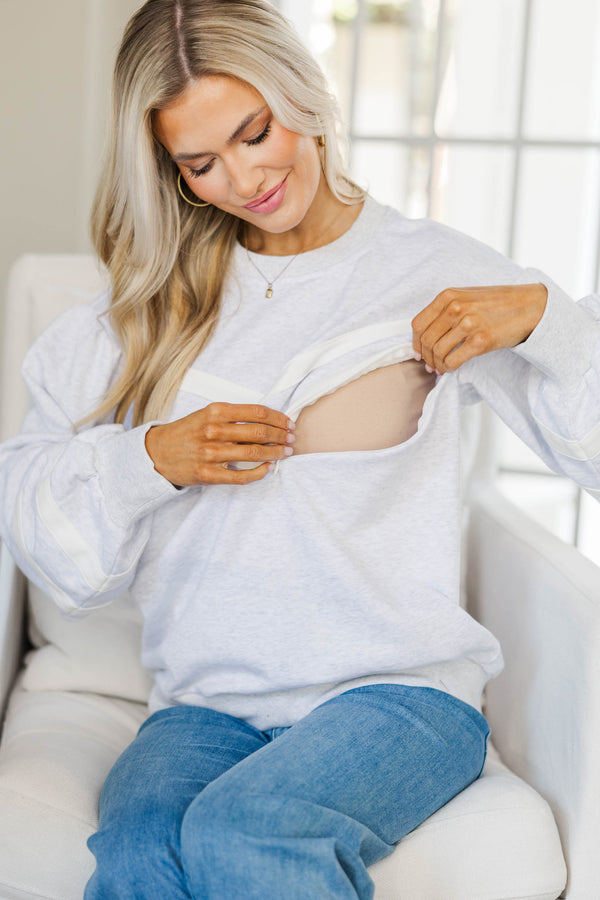 NURSING COLLECTION: Sunny Spirit Heather Gray Pullover