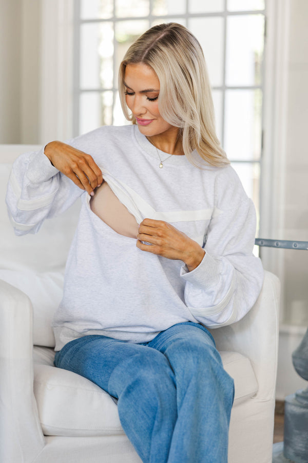 NURSING COLLECTION: Sunny Spirit Heather Gray Pullover