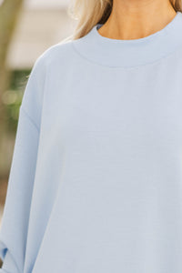 The Everyday Edit Light Blue Mock Neck Sweatshirt