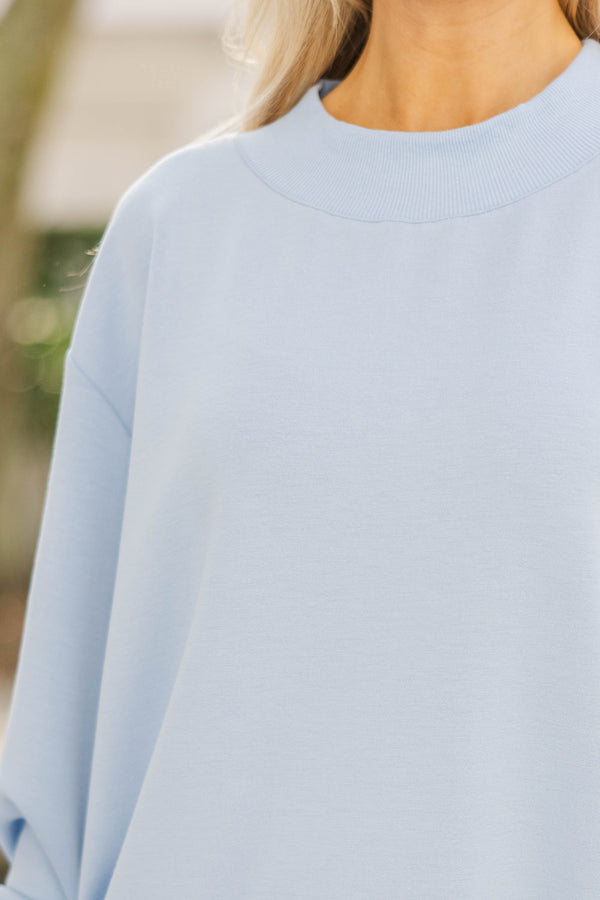 The Everyday Edit Light Blue Mock Neck Sweatshirt