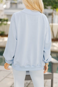 The Everyday Edit Light Blue Mock Neck Sweatshirt