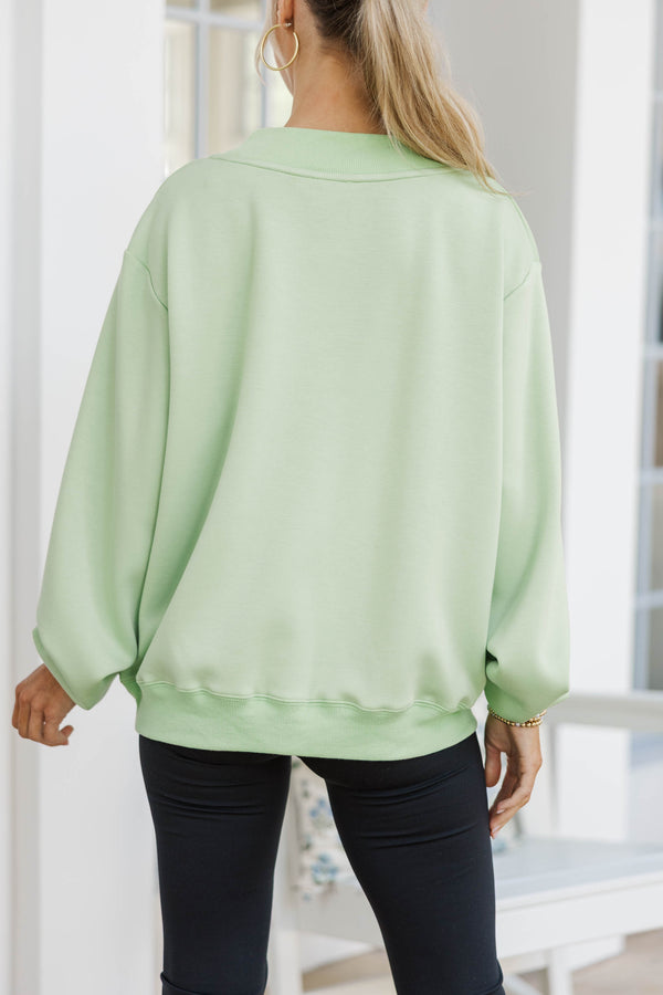 The Everyday Edit Green Mock Neck Sweatshirt