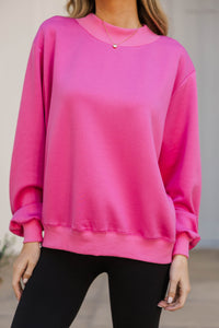 The Everyday Edit Fuchsia Pink Mock Neck Sweatshirt