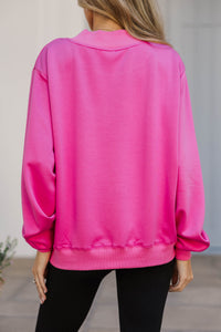 The Everyday Edit Fuchsia Pink Mock Neck Sweatshirt