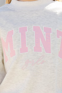 Girls: The Mint Heather Gray Mock Neck Sweatshirt