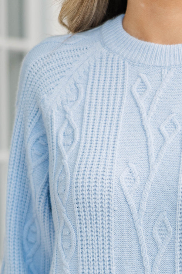 Dream About You Light Blue Pleated Sweater Dress