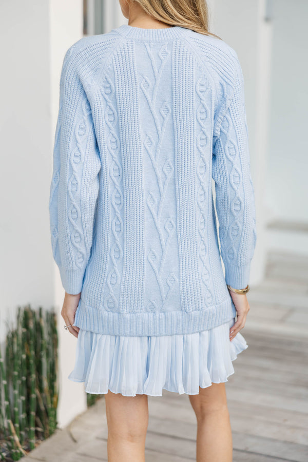 Dream About You Light Blue Pleated Sweater Dress, Medium - The Mint Julep Boutique | Women's Boutique Clothing Dream About You Light Blue Pleated Sweater Dress, Medium - The Mint Julep Boutique | Women's Boutique Clothing