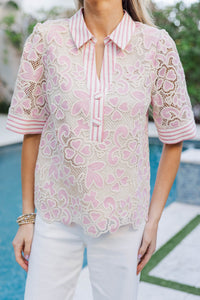 Soft Petal Mauve Eyelet Blouse