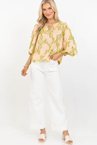 Sweet Peach Embroidered Blouse
