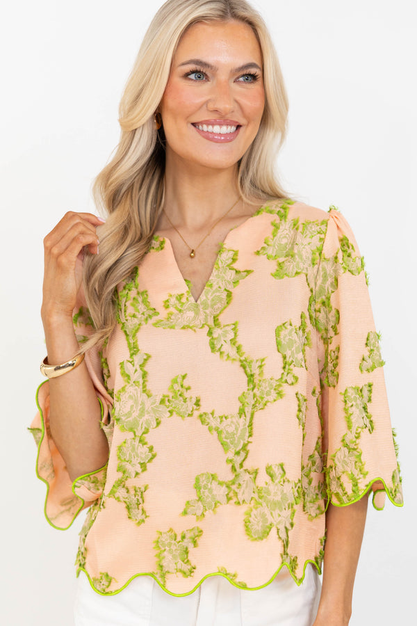 Sweet Peach Embroidered Blouse
