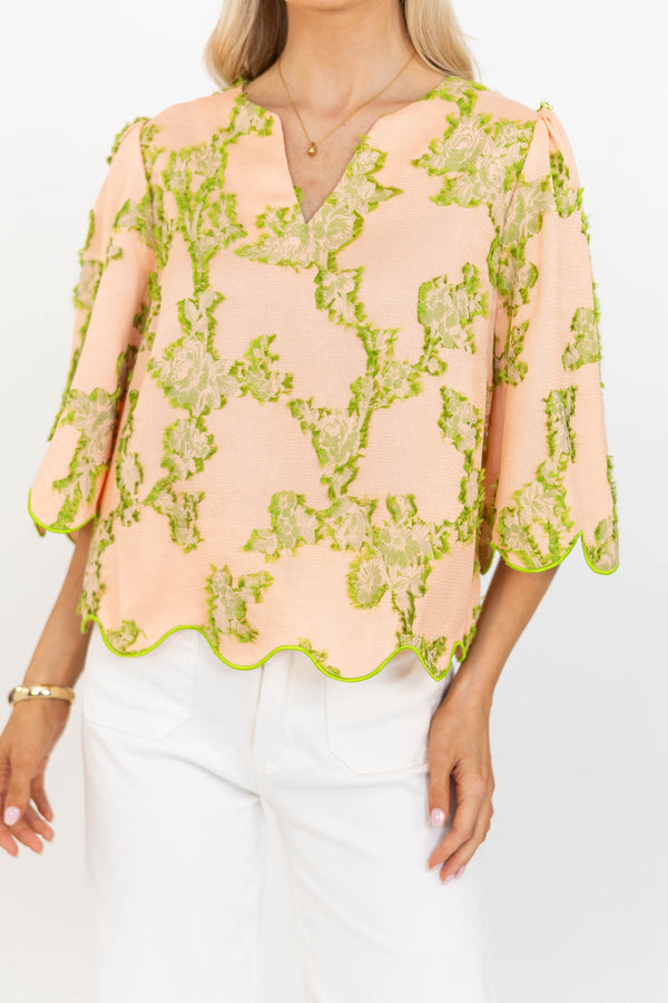 Sweet Peach Embroidered Blouse