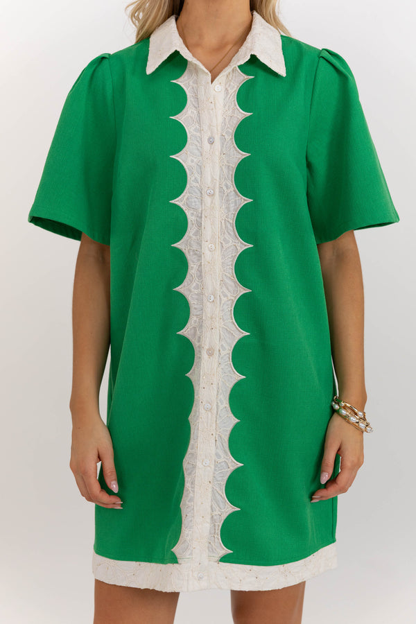 Pretty Made Easy Green Colorblock Shift Dress