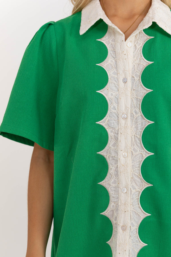 Pretty Made Easy Green Colorblock Shift Dress