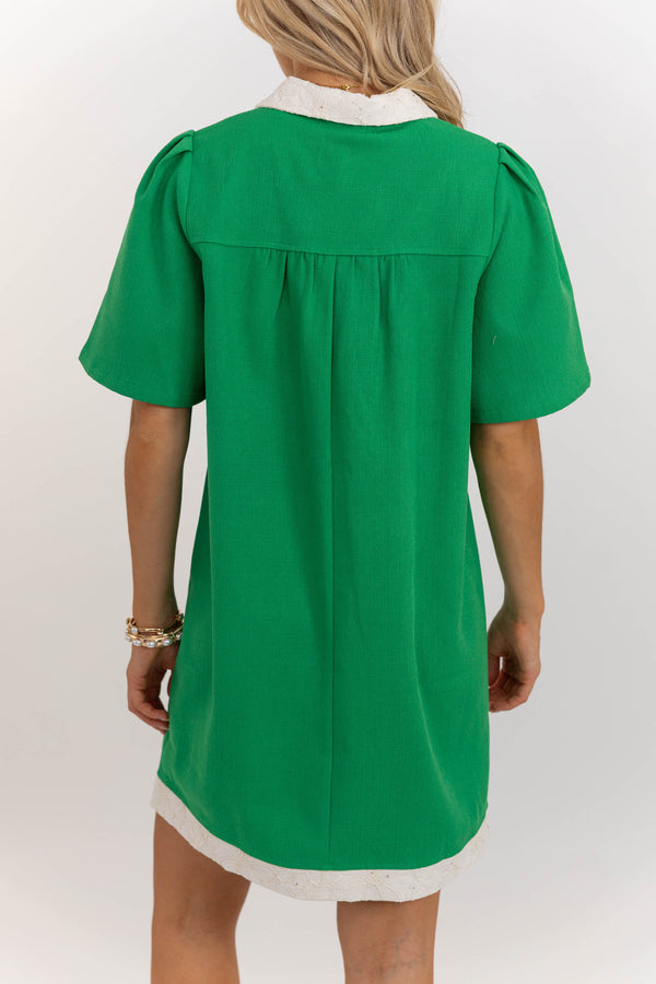 Pretty Made Easy Green Colorblock Shift Dress