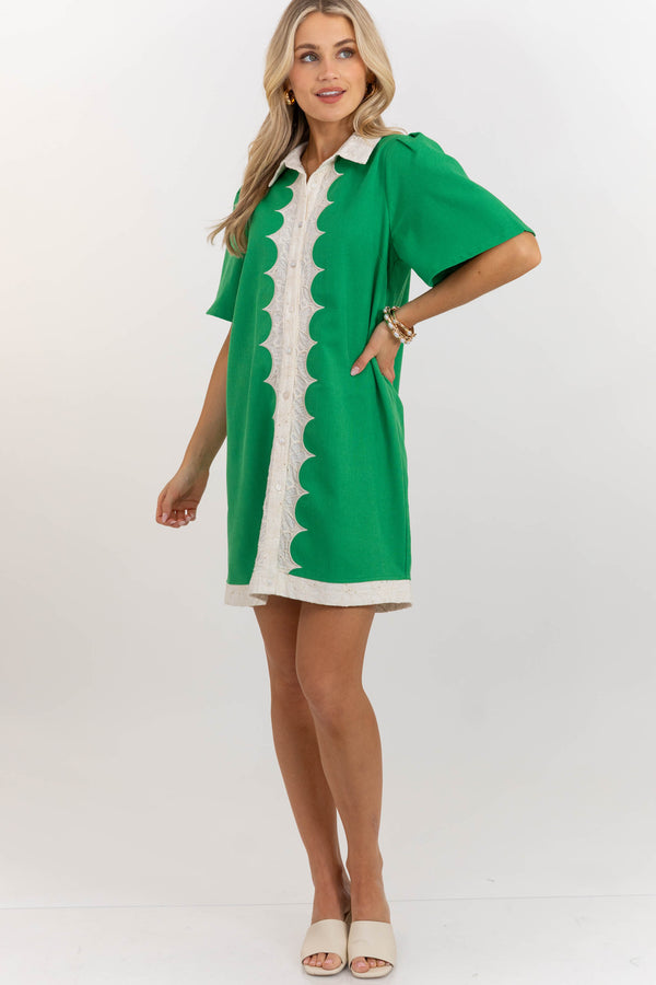 Pretty Made Easy Green Colorblock Shift Dress