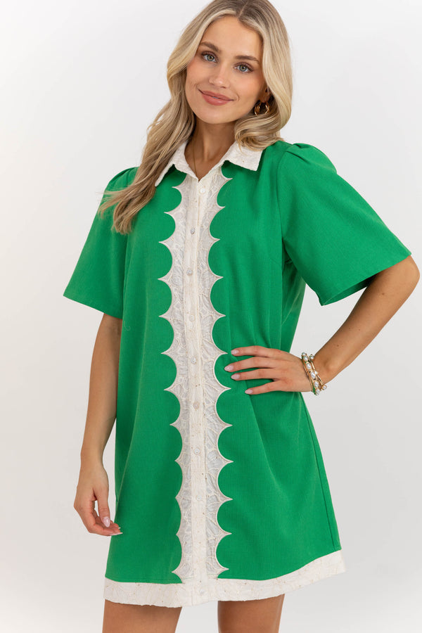 Pretty Made Easy Green Colorblock Shift Dress